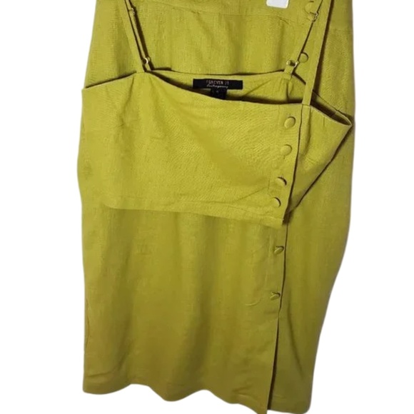 Forever 21 Co-Ord Two Piece Set Crop Top + Midi Skirt w/ Side Buttons - Large - Picture 1 of 5